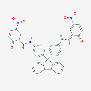 molecular formula C39H26N4O6 B322544 (6E)-4-nitro-6-[[4-[9-[4-[[(E)-(3-nitro-6-oxocyclohexa-2,4-dien-1-ylidene)methyl]amino]phenyl]fluoren-9-yl]anilino]methylidene]cyclohexa-2,4-dien-1-one 
