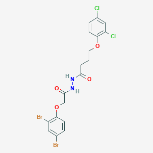 molecular formula C18H16Br2Cl2N2O4 B322546 N'-[(2,4-dibromophenoxy)acetyl]-4-(2,4-dichlorophenoxy)butanehydrazide 