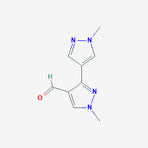 molecular formula C9H10N4O B3225487 1-methyl-3-(1-methyl-1H-pyrazol-4-yl)-1H-pyrazole-4-carbaldehyde CAS No. 1249535-11-2