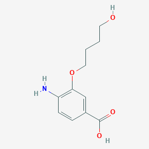 molecular formula C11H15NO4 B3225490 4-Amino-3-(4-hydroxybutoxy)benzoic acid CAS No. 1249548-46-6
