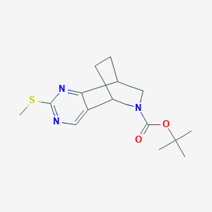 molecular formula C15H21N3O2S B3225678 5,8-Ethanopyrido[4,3-d]pyrimidine-6(5H)-carboxylic acid, 7,8-dihydro-2-(methylthio)-, 1,1-dimethylethyl ester CAS No. 1250998-81-2
