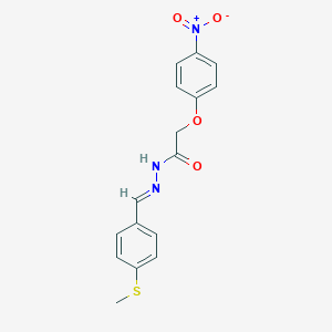 molecular formula C16H15N3O4S B322576 2-{4-nitrophenoxy}-N'-[4-(methylsulfanyl)benzylidene]acetohydrazide 