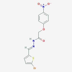 molecular formula C13H10BrN3O4S B322577 N'-[(5-bromothien-2-yl)methylene]-2-{4-nitrophenoxy}acetohydrazide 