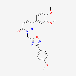 molecular formula C22H20N4O5 B3225855 6-(3,4-dimethoxyphenyl)-2-((3-(4-methoxyphenyl)-1,2,4-oxadiazol-5-yl)methyl)pyridazin-3(2H)-one CAS No. 1251559-82-6