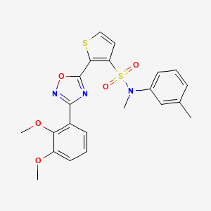 molecular formula C22H21N3O5S2 B3225867 2-[3-(2,3-dimethoxyphenyl)-1,2,4-oxadiazol-5-yl]-N-methyl-N-(3-methylphenyl)thiophene-3-sulfonamide CAS No. 1251562-65-8