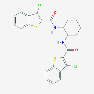 molecular formula C24H20Cl2N2O2S2 B322594 3-chloro-N-(2-{[(3-chloro-1-benzothien-2-yl)carbonyl]amino}cyclohexyl)-1-benzothiophene-2-carboxamide 