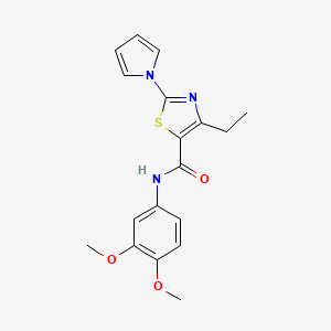 molecular formula C18H19N3O3S B3225947 N-(3,4-dimethoxyphenyl)-4-ethyl-2-(1H-pyrrol-1-yl)-1,3-thiazole-5-carboxamide CAS No. 1251581-77-7