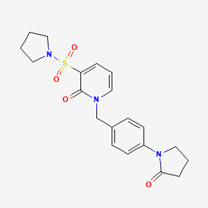 molecular formula C20H23N3O4S B3226049 1-(4-(2-oxopyrrolidin-1-yl)benzyl)-3-(pyrrolidin-1-ylsulfonyl)pyridin-2(1H)-one CAS No. 1251627-67-4