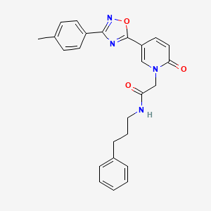 molecular formula C25H24N4O3 B3226054 6-(4-Benzylpiperazin-1-yl)-3-{2-[3-(2-methoxyphenyl)-1,2,4-oxadiazol-5-yl]ethyl}[1,2,4]triazolo[4,3-b]pyridazine CAS No. 1251630-23-5