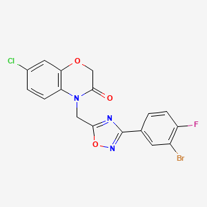 molecular formula C17H10BrClFN3O3 B3226075 4-((3-(3-bromo-4-fluorophenyl)-1,2,4-oxadiazol-5-yl)methyl)-7-chloro-2H-benzo[b][1,4]oxazin-3(4H)-one CAS No. 1251634-49-7