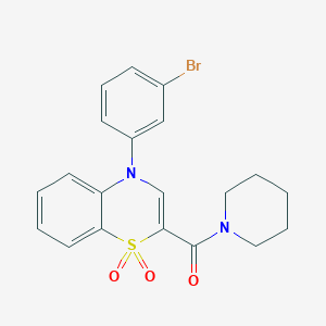 molecular formula C20H19BrN2O3S B3226079 [4-(3-bromophenyl)-1,1-dioxido-4H-1,4-benzothiazin-2-yl](piperidin-1-yl)methanone CAS No. 1251634-96-4