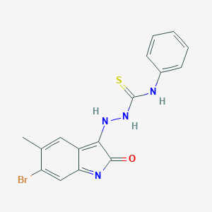molecular formula C16H13BrN4OS B322610 1-[(6-bromo-5-methyl-2-oxoindol-3-yl)amino]-3-phenylthiourea 