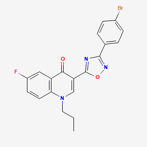 molecular formula C20H15BrFN3O2 B3226112 3-(3-(4-bromophenyl)-1,2,4-oxadiazol-5-yl)-6-fluoro-1-propylquinolin-4(1H)-one CAS No. 1251677-21-0