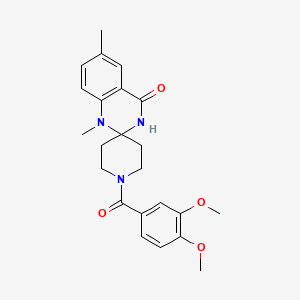 molecular formula C23H27N3O4 B3226152 1-(3,4-dimethoxybenzoyl)-1',6'-dimethyl-1'H-spiro[piperidine-4,2'-quinazolin]-4'(3'H)-one CAS No. 1251689-10-7