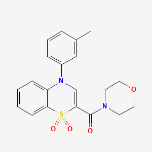 molecular formula C20H20N2O4S B3226154 (1,1-dioxido-4-(m-tolyl)-4H-benzo[b][1,4]thiazin-2-yl)(morpholino)methanone CAS No. 1251691-79-8