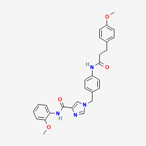 molecular formula C28H28N4O4 B3226172 N-(2-methoxyphenyl)-1-(4-(3-(4-methoxyphenyl)propanamido)benzyl)-1H-imidazole-4-carboxamide CAS No. 1251697-55-8
