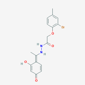 2-(2-bromo-4-methylphenoxy)-N'-[(1E)-1-(2-hydroxy-4-oxocyclohexa-2,5-dien-1-ylidene)ethyl]acetohydrazide