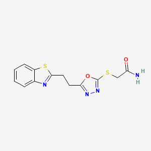 molecular formula C13H12N4O2S2 B3226201 2-((5-(2-(Benzo[d]thiazol-2-yl)ethyl)-1,3,4-oxadiazol-2-yl)thio)acetamide CAS No. 1251706-51-0