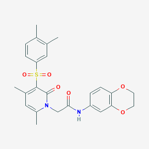 molecular formula C25H26N2O6S B3226215 N-(2,3-dihydrobenzo[b][1,4]dioxin-6-yl)-2-(3-((3,4-dimethylphenyl)sulfonyl)-4,6-dimethyl-2-oxopyridin-1(2H)-yl)acetamide CAS No. 1251709-21-3