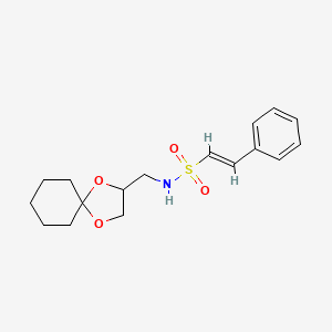 (E)-N-(1,4-dioxaspiro[4.5]decan-2-ylmethyl)-2-phenylethenesulfonamide
