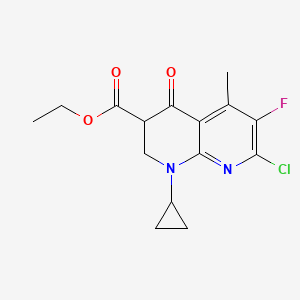 molecular formula C15H16ClFN2O3 B3226276 Ethyl 7-chloro-1-cyclopropyl-6-fluoro-5-methyl-4-oxo-1,2,3,4-tetrahydro-1,8-naphthyridine-3-carboxylate CAS No. 125290-82-6