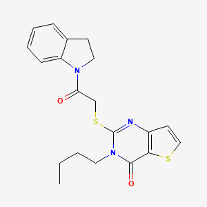 molecular formula C20H21N3O2S2 B3226285 3-butyl-2-{[2-(2,3-dihydro-1H-indol-1-yl)-2-oxoethyl]sulfanyl}-3H,4H-thieno[3,2-d]pyrimidin-4-one CAS No. 1252926-84-3