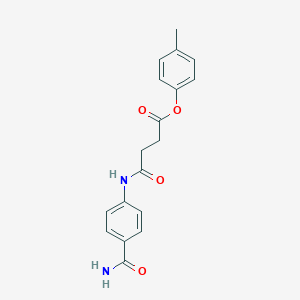 molecular formula C18H18N2O4 B322630 4-Methylphenyl 4-[4-(aminocarbonyl)anilino]-4-oxobutanoate 