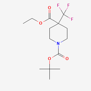 molecular formula C14H22F3NO4 B3226352 1-tert-Butyl 4-ethyl 4-(trifluoromethyl)piperidine-1,4-dicarboxylate CAS No. 1255099-09-2