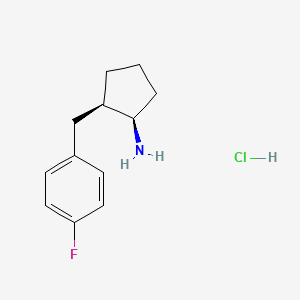 molecular formula C12H17ClFN B3226404 (1R,2R)-2-(4-Fluorobenzyl)cyclopentanamine hydrochloride CAS No. 1255705-12-4