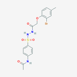 molecular formula C17H18BrN3O5S B322643 N-[4-({2-[2-(2-bromo-4-methylphenoxy)acetyl]hydrazino}sulfonyl)phenyl]acetamide 