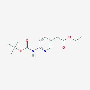 molecular formula C14H20N2O4 B3226460 Ethyl 2-(6-((tert-butoxycarbonyl)amino)pyridin-3-yl)acetate CAS No. 1256337-01-5