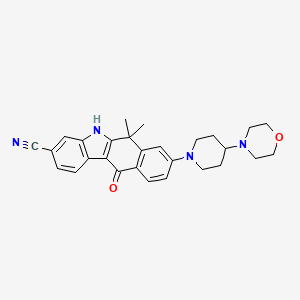 molecular formula C28H30N4O2 B3226481 6,6-Dimethyl-8-(4-morpholinopiperidin-1-yl)-11-oxo-6,11-dihydro-5H-benzo[b]carbazole-3-carbonitrile CAS No. 1256577-71-5