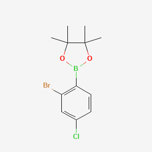 molecular formula C12H15BBrClO2 B3226504 2-(2-Bromo-4-chlorophenyl)-4,4,5,5-tetramethyl-1,3,2-dioxaborolane CAS No. 1256781-67-5