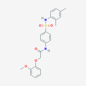molecular formula C23H24N2O5S B322667 N-{4-[(2,4-dimethylanilino)sulfonyl]phenyl}-2-(2-methoxyphenoxy)acetamide 