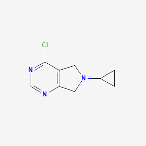 molecular formula C9H10ClN3 B3226690 4-Chloro-6-cyclopropyl-6,7-dihydro-5h-pyrrolo[3,4-d]pyrimidine CAS No. 1256955-38-0