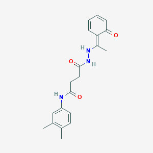 N-(3,4-dimethylphenyl)-4-oxo-4-[2-[(1E)-1-(6-oxocyclohexa-2,4-dien-1-ylidene)ethyl]hydrazinyl]butanamide