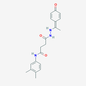 molecular formula C20H23N3O3 B322682 N-(3,4-dimethylphenyl)-4-oxo-4-[2-[1-(4-oxocyclohexa-2,5-dien-1-ylidene)ethyl]hydrazinyl]butanamide 