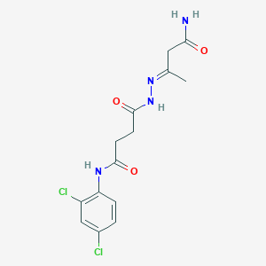 molecular formula C14H16Cl2N4O3 B322683 4-[2-(3-amino-1-methyl-3-oxopropylidene)hydrazino]-N-(2,4-dichlorophenyl)-4-oxobutanamide 