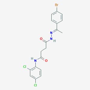 molecular formula C18H16BrCl2N3O2 B322685 4-{2-[1-(4-bromophenyl)ethylidene]hydrazino}-N-(2,4-dichlorophenyl)-4-oxobutanamide 