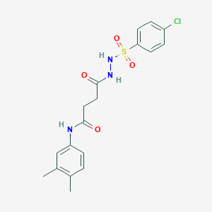 molecular formula C18H20ClN3O4S B322686 4-{2-[(4-chlorophenyl)sulfonyl]hydrazino}-N-(3,4-dimethylphenyl)-4-oxobutanamide 