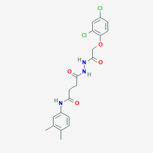molecular formula C20H21Cl2N3O4 B322688 4-{2-[(2,4-dichlorophenoxy)acetyl]hydrazino}-N-(3,4-dimethylphenyl)-4-oxobutanamide 
