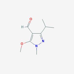 molecular formula C9H14N2O2 B3226902 5-methoxy-1-methyl-3-(propan-2-yl)-1H-pyrazole-4-carbaldehyde CAS No. 1258651-69-2