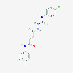 molecular formula C19H21ClN4O3 B322692 N-(4-chlorophenyl)-2-{4-[(3,4-dimethylphenyl)amino]-4-oxobutanoyl}hydrazinecarboxamide 