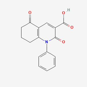 molecular formula C16H13NO4 B3226939 2,5-Dioxo-1-phenyl-1,2,5,6,7,8-hexahydroquinoline-3-carboxylic acid CAS No. 125885-51-0
