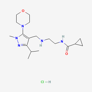 molecular formula C18H32ClN5O2 B3226961 N-[2-({[1-methyl-5-(morpholin-4-yl)-3-(propan-2-yl)-1H-pyrazol-4-yl]methyl}amino)ethyl]cyclopropanecarboxamide hydrochloride CAS No. 1259187-69-3