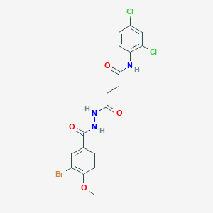 molecular formula C18H16BrCl2N3O4 B322697 4-[2-(3-bromo-4-methoxybenzoyl)hydrazino]-N-(2,4-dichlorophenyl)-4-oxobutanamide 