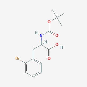 molecular formula C14H18BrNO4 B3227001 3-(2-Bromophenyl)-2-{[(tert-butoxy)carbonyl]amino}propanoic acid CAS No. 1259990-33-4