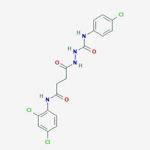 molecular formula C17H15Cl3N4O3 B322701 N-(4-chlorophenyl)-2-{4-[(2,4-dichlorophenyl)amino]-4-oxobutanoyl}hydrazinecarboxamide 