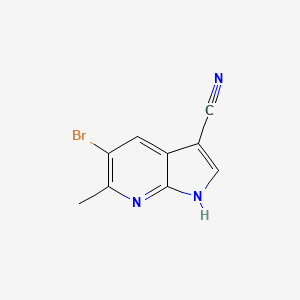 molecular formula C9H6BrN3 B3227038 5-Bromo-6-methyl-1H-pyrrolo[2,3-b]pyridine-3-carbonitrile CAS No. 1260383-92-3