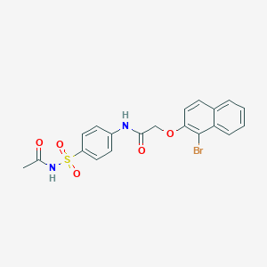 molecular formula C20H17BrN2O5S B322704 N-{4-[(acetylamino)sulfonyl]phenyl}-2-[(1-bromo-2-naphthyl)oxy]acetamide 
